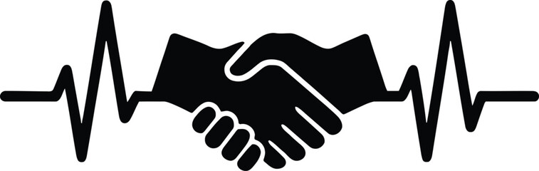 Heartbeat Handshake Symbol of Partnership, Trust, and Collaboration