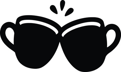 Cheers to Friendship Two Coffee Cups Clinking Together Illustration