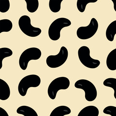 Creamy Vector Black Bean Seamless Pattern Background