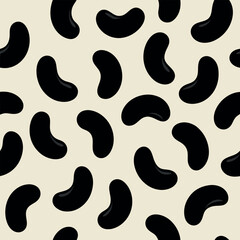 Abstract Black Bean Vector Seamless Pattern Background Design