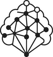 AI Brain and Neural Network Outline Icon 