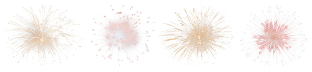 Obraz premium PNG Vibrant festive fireworks display, element set on transparent background