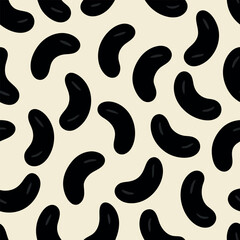 Abstract Vector Bean Seamless Pattern: Modern, Bold, Black and Beige