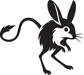 Jerboa icon minimalist aesthetic logo, Artistic rodent drawing black and white
