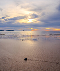 Landscape photography horizon vertical summer look sailboat in sea beach nobody wind wave cool...