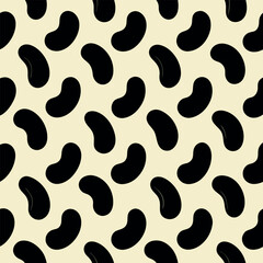 Abstract Vector Bean Pattern: Black and Beige Minimalist Design