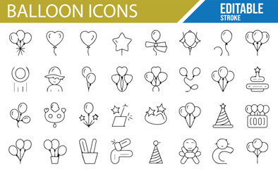 Fototapeta premium Balloons, Party Decorations, and Event Planning Icons for Celebration Themes