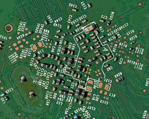 A cable modem circuit board resembles a subdivision as seen from the air