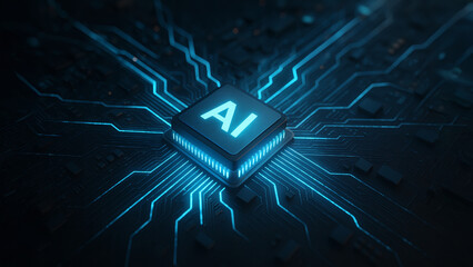 Macro shot of an AI chip integrated into a circuit board
