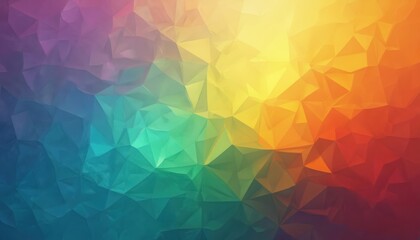 Obraz premium Abstract geometric background, gradient multicolor triangles, polygonal mosaic art. Modern digital artwork perfect for banner ads tech design, wallpaper, posters, presentations. Trendy colorful