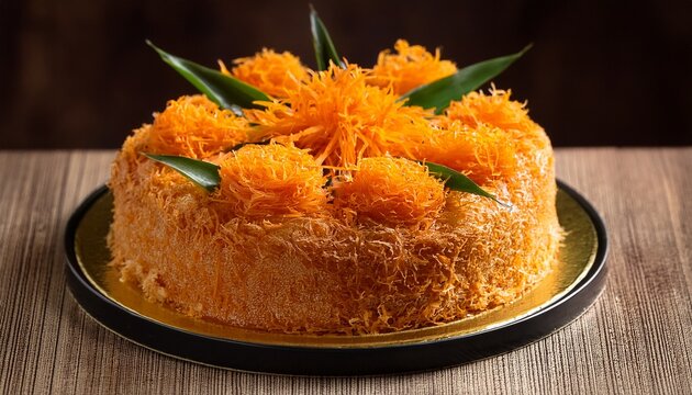 foi thong cake is a cake decorated with foi thong dessert which is a thai dessert