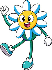 Happy Flower Character Design Joyful Daisy Illustration
