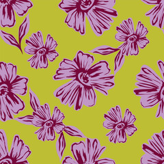 multicolor exotic hand drawn floral seamless pattern