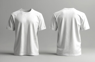 Naklejka premium White t-shirt mockup. Front back views. Blank apparel template for design presentation. Oversize casual wear for print. Empty space for text or logo. Stylish fashion for males.