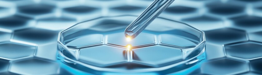 Pipette Dropping into Hexagon Culture Dish, Lab Research ,Science