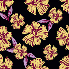 Ditsy Flowers Seamless Pattern. Fashionable print for textiles, wallpaper and packaging.
