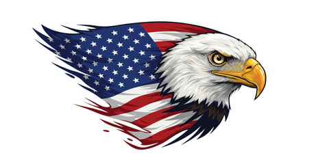 Happy 4th of july USA Independence day handwritten typography sparkle firework red white ribbon blue banner, Confetti – Memorial & Veteran Day Background – Flat Style July 4th Art Illustration