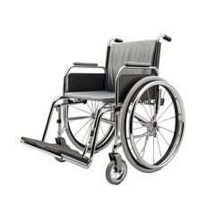 Fototapeta premium Chrome wheelchair on black background medical mobility equipment