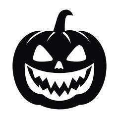 Fototapeta premium Halloween Jack O Lantern Pumpkin with Carved Face and Glowing Light on Dark Background