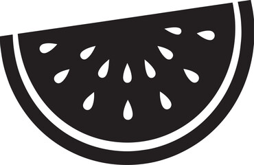Black Watermelon Silhouette Vector – Minimal Summer Fruit Illustration