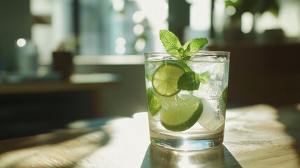Refreshing cocktail in sunlight