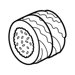 detailed sushi roll outline illustration