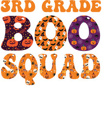 Naklejka premium 3rd Grade Boo Squad Third Grade Teacher Halloween T-Shirt