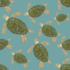 seamless pattern with turtles