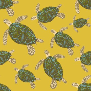 seamless pattern with turtles