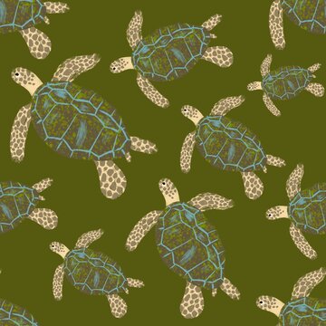 seamless pattern with turtles