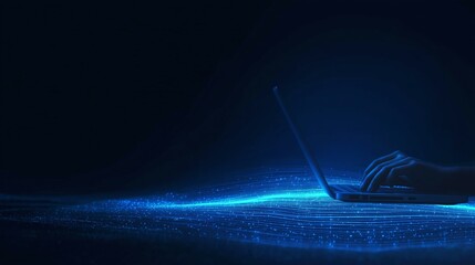 Abstract Digital Artwork of Person Working on Laptop