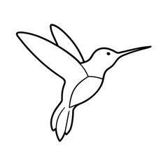 hummingbird flying drinking nectar outline art