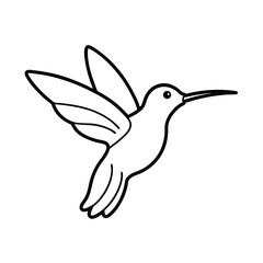 hummingbird flying drinking nectar outline art