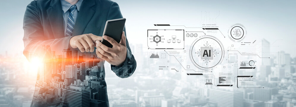 AI interface showing how artificial intelligence powers systems. AI Artificial intelligence transforms data, enables automation, and AI artificial intelligence drives innovation. Vouch