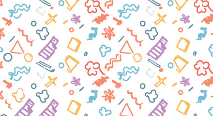 Colorful Hand Drawn Geometric Seamless Pattern