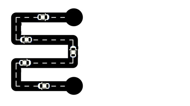 A minimalistic car path design showing a clear and direct route layout with turn indicators, ideal for basic navigation systems