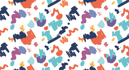 Vibrant Retro Abstract Seamless Pattern with Musical Notes