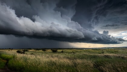 brooding grey clouds signal an impending heavy storm