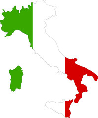 Map with flag of Italy