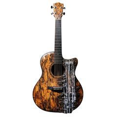 Naklejka premium Acoustic guitar with water flowing down its side dark background