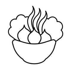 steamed vegetable outline sketch line art