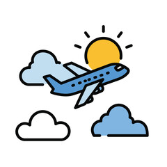 Airplane in the Sky Vector &ndash; Flying Aircraft, Travel Adventure, Aviation Silhouette