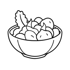 steamed vegetable outline sketch line art