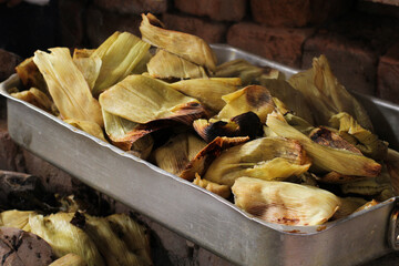 photography of traditional Peruvian food called Pachamanca. Food concept.