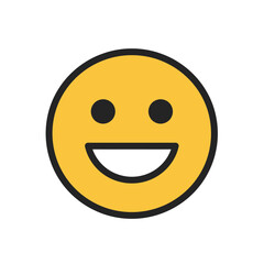 Fototapeta premium Happy Emoji (Yellow) – Joyful Smiley Face Vector, Positive Emotion Icon, Social Media Sticker
