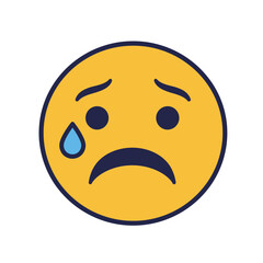 Fototapeta premium Crying Face Emoji (Yellow) – Sad Emotion Vector, Digital Sticker, Social Media Reaction