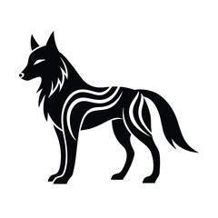 tribal wolf silhouette design vector art