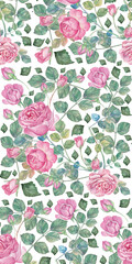 Elegant watercolor roses pattern design with a seamless and delicate floral arrangement