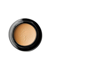 Photo of a jar with makeup foundation on the right isolated with a black border isolated on a transparent background in PNG format