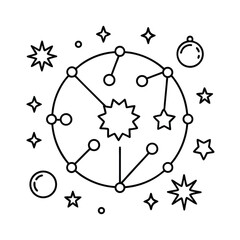 celestial horoscope icons outline vector